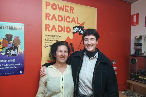 Claudia and Helen at the 3cr studio
