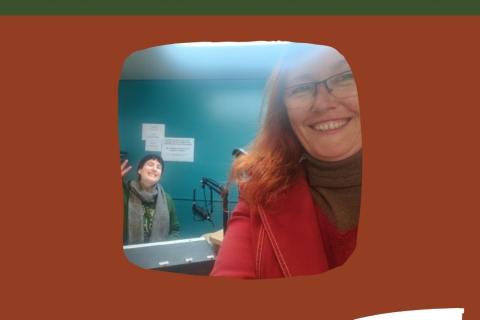 A selfie of Freja and Claud in the studio