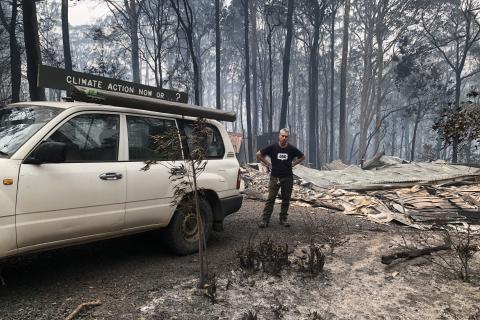 Jack Egan after losing his home in the black summer bushfires of 2019-20. 