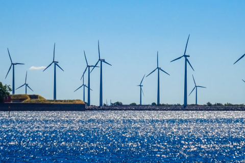 Image of an offshore wind farm.