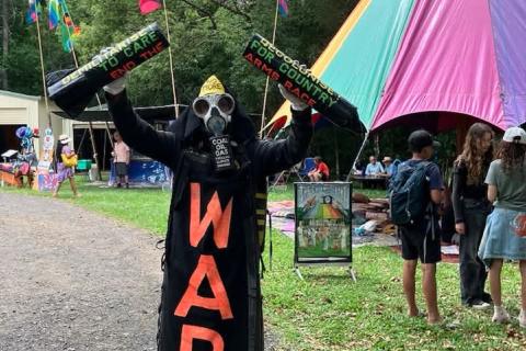 Benny Zable in his War Costs the Earth costume 