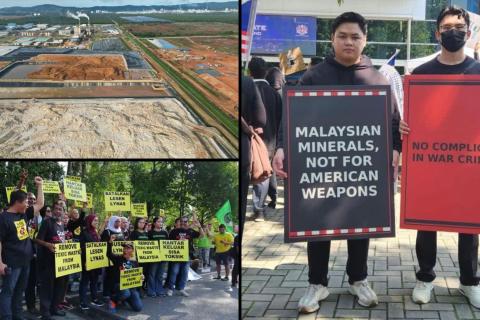 Stop Lynas campaign images from Kuantan Malaysia.  The red piles at the Advanced Materials Plant are radioactive waste.  Photos by Lee Tan.