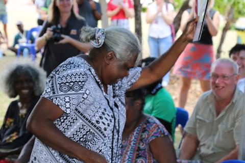 Yvonne Margarula at the land handback ceremony, June 2021. Credit: Gundjeihmi Aboriginal Corporation.