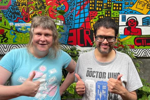 Tilde and William in the 3CR Courtyard.