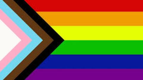 rainbow flag including trans and people of colour