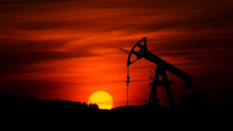 Oil well in the sunset
