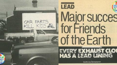 Image: Friends of the Earth campaign, Punt Road, Breath easy, ban lead petrol