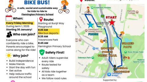 Parkville Gardens Bike Bus, infographic image supplied.