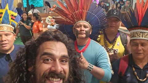 Gurridyula  Gabba Wunggu at Belem with Amazon leaders. Photo supplied