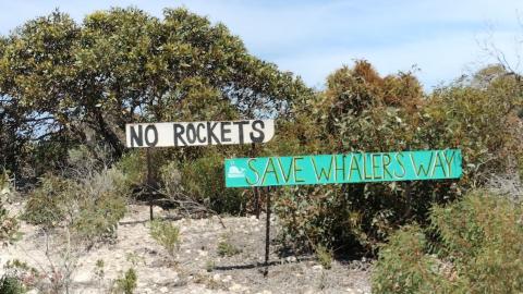 Whalers Way- sign erected by concerned community near the site (photo: Phil Evans)