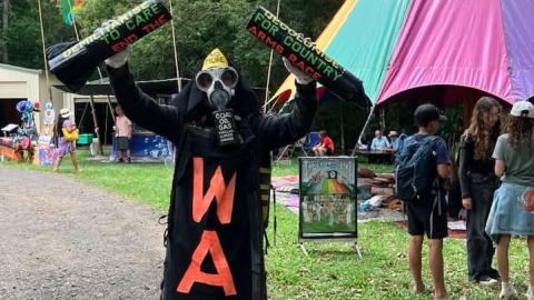 Benny Zable in his War Costs the Earth costume 