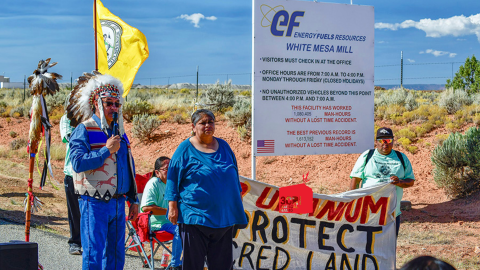 Yolanda Badback and White Mesa Concerned Community hold an annual spiritual walk opposing Energy Fuels Inc uranium mill on Ute Mountain Ute lands.